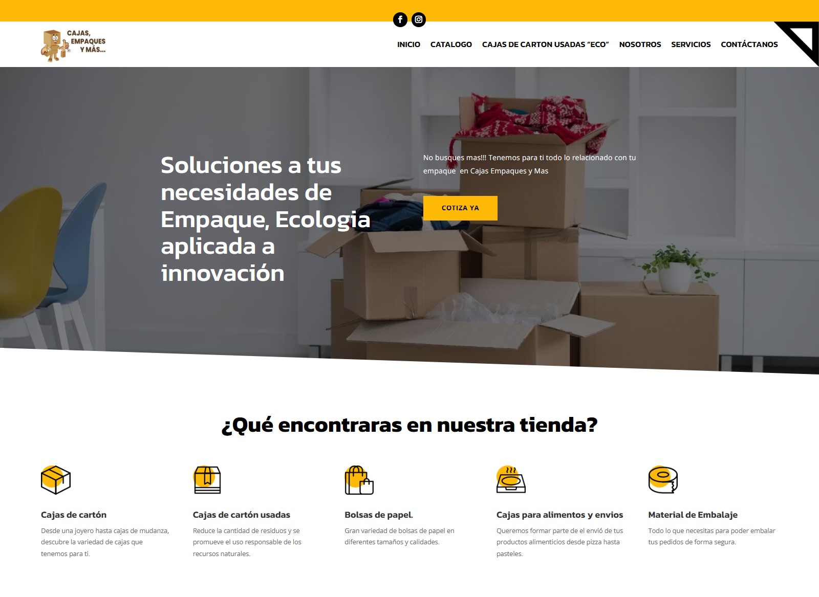 Captura del proyecto Cajas, Empaques y más