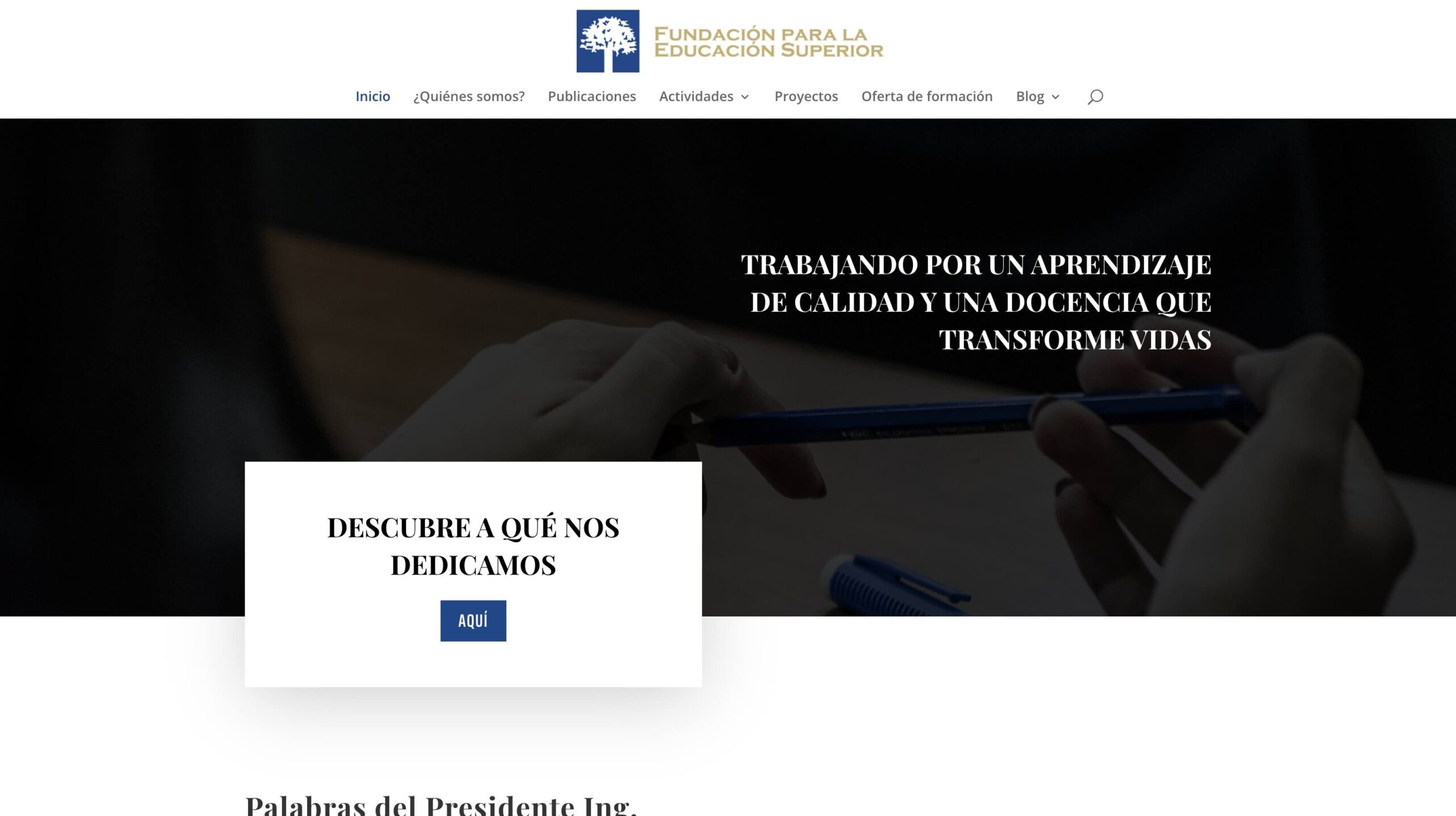 Captura del proyecto Fundación para la Educación Superior