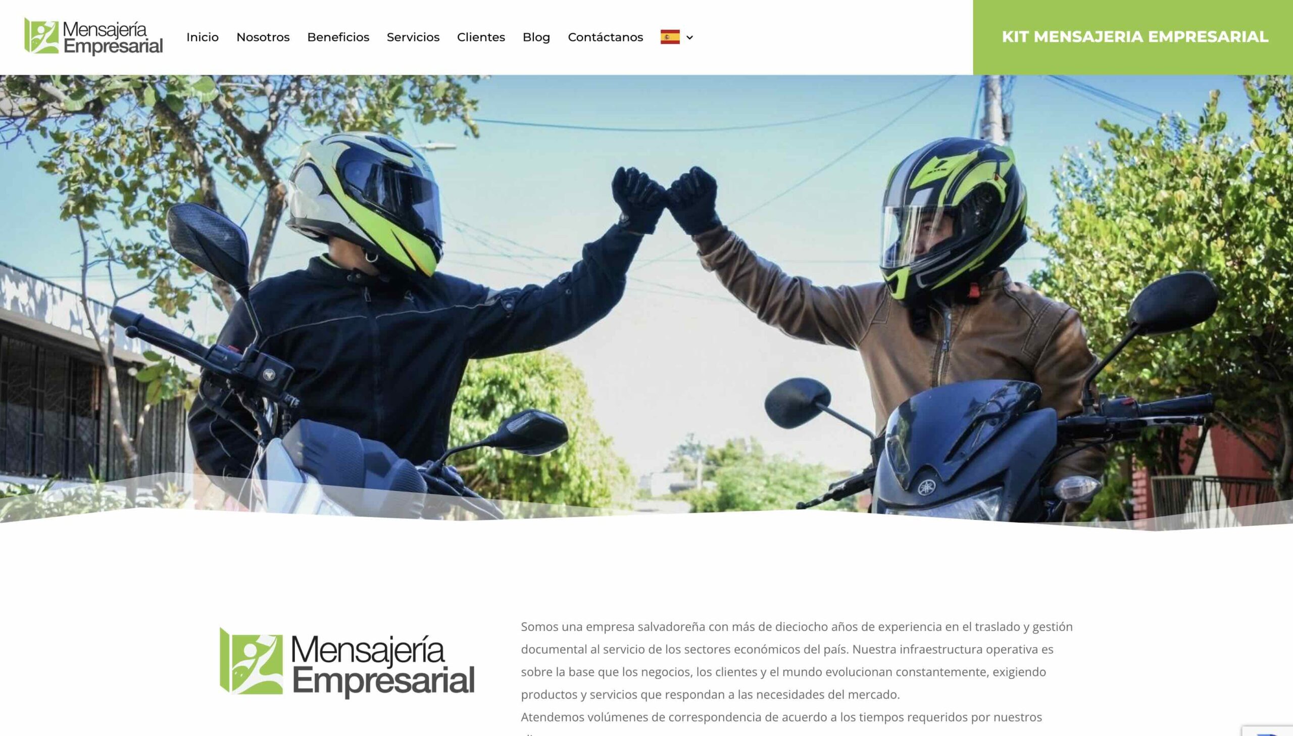 Captura del proyecto Mensajería Empresarial